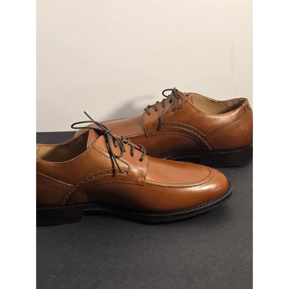 Johnston & Murphy McGrath Mens Italian Calfskin Leather Saddle Brown Oxfords NEW - Picture 11 of 16